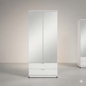 Premium 2-Door Full Mirrored Wardrobe with 2 Drawers