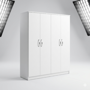 4-Door White Wardrobe | Fully Assembled Bedroom Closet | COD