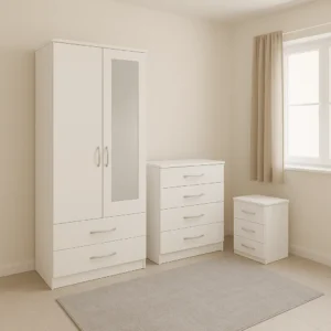 The Aura Premium 2-Door Mirrored Wardrobe with Drawers